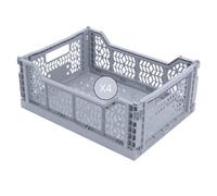 Box and beyond - Juego de 4 cajas de almacenamiento plegables - 27 x 17 x 10,5 cm - Plástico gris claro - Plegables - Con asas - Almacenamiento - Cocina, Oficina, Dormitorio, Salón - Estilo sencillo y