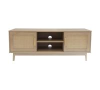 Box and beyond - Mueble de TV (120 x 40 x 45 cm), madera, cannage - Almacenamiento, multimedia, TV - Salón - Estilo bohemio y vintage