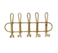 Box and beyond - Perchero - 53,5 x 8 x 25,5 cm - Ratán natural - Montado en pared, 5 ganchos, ropa, chaquetas, abrigos - Cuarto de lavado, baño, pasillo, dormitorio, entrada, estilo bohemio