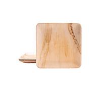 BOX And Tree| 200 Platos Desechable Hoja de Palma 24x24 cml l Vajilla Desechable Ecológica y Biodegradable l Platos de Madera de Palma, Bambú para Bodas, Cumpleaños