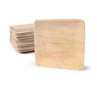 BOX And Tree| 25 Platos Desechable Hoja de Palma 20x20 cml l Vajilla Desechable Ecológica y Biodegradable l Platos de Madera de Palma, Bambú para Bodas, Cumpleaños