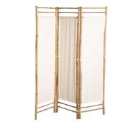 Box & Beyond biombo de Interior - 160 x 120 cm - Separador de ambientes en Lona y bambú Natural - 3 Paneles - biombo para Dormitorio, salón - Mampara móvil