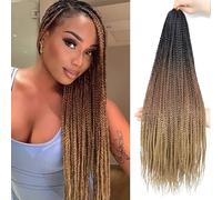 Box Braids Crochet Hair, 14inch Pre Looped Goddess Box Braids Crochet Hair, 6 Packs Braiding Hair Extensions, Crochet Box Braids Synthetic Braiding Hair for Black Women (1B/30/27, Box 14inch)