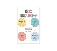 Box Breathing Yoga Poster Pranayama Breathing Technique for Calm Nervous System Home Studio Therapy Office Decor(Unframed,08x12inch(20x30cm))