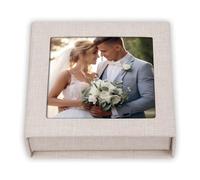 Box - Cajita con puerto USB MAtrimonio | Caja fotos digitales gris claro | Funda fotos y puerto lápiz USB - Regalo para bodas, bautizos, comuniones y ocasiones especiales