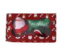 Box de Juguetes para Perros de Navidad 2024 - Pelota de Dibujos Animados de Dibujos Animados con Tema de Santa, Set de masticación sonando para Cachorros y Perros, colección Duradera de Juego