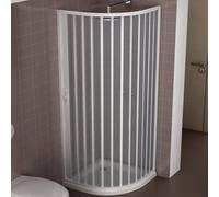 Mampara ducha semi-circular extensible en PVC apertura lateral, una hoja, 80 x 80 cm, Altura 185 cm, Blanco