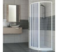 Box ducha ad una puerta apertura lateral semicircular. Producto de PVC No Tóxico autoextinguible. riducibile attraverso el corte del carril. Color Blanco.