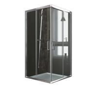 BOX MAMPARA DE DUCHA VIDRIO 90X90 TRANSPARENTE CUADRADO H185 ANGULAR CORREDERA