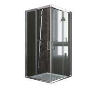 BOX MAMPARA DE DUCHA VIDRIO 70X70 TRANSPARENTE CUADRADO H185 ANGULAR CORREDERA