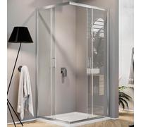 BOX MAMPARA DUCHA SEMICIRCULAR PUERTAS CORREDERAS VIDRIO CIERRE ANGULAR CRISTAL