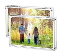 Boxalls Marcos Fotos Metraquilato 10 x 15 cm - Pack de 2, Marco Transparente Acrílico Doble Cara, Marcos de Cristal para Retrato Sin Marco para Escritorio, Habitación y Oficina