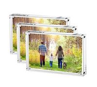 Boxalls Marcos Fotos Metraquilato 13 x 18 cm - Pack de 3, Marco Transparente Acrílico Doble Cara, Marcos de Cristal para Retrato Sin Marco para Escritorio, Habitación y Oficina