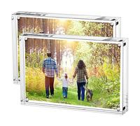 Boxalls Marcos Fotos Metraquilato 15 x 20 cm - Pack de 2, Marco Transparente Acrílico Doble Cara, Marcos de Cristal para Retrato Sin Marco para Escritorio, Habitación y Oficina