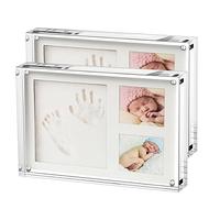 Boxalls Marcos Fotos Metraquilato 9 x 13 cm - Pack de 2, Marco Transparente Acrílico Doble Cara, Marcos de Cristal para Retrato Sin Marco para Escritorio, Habitación y Oficina