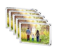 Boxalls Marcos Fotos Metraquilato 9 x 13 cm - Pack de 5, Marco Transparente Acrílico Doble Cara, Marcos de Cristal para Retrato Sin Marco para Escritorio, Habitación y Oficina