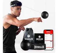 Boxbollen Negro con aplicación, utilizado por celebridades - MMA Gear Boxing Ball - Bola de reflejo con correa ajustable - Integración interactiva de la aplicación Boxball - 1 paquete