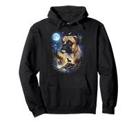 Boxeador Aullando a la Luna Vintage Dog Art Sudadera con Capucha