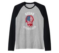 Boxeador de Boxeo con Bandera de Estados Unidos para Hombres, Mujeres y niños Camiseta Manga Raglan
