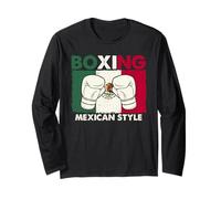 Boxeo Estilo Mexicano Combate Bandera México Deportes Manga Larga
