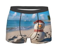Boxer Briefs Sand Snowman On Beach Ropa Interior Ajustado Men Underwear Cómodo Calzoncillos para Hombre para Entrenamiento Uso Diario Viaje