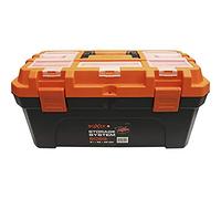 Boxer® Caja de herramientas 20" - 50,7×25,4×25,9 cm - Con compartimentos en la tapa y bandeja extraíble - Plástico resistente - Negro/Naranja
