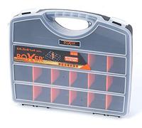Boxer® Caja Organizadora con 18 Compartimentos - 25,5 x 21 x 4 cm - Separadores Ajustables - Tapa Transparente - Negro/Naranja - Plástico PP