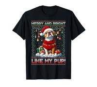 Boxer Christmas Tree Lights Decorations Dog Lover Xmas Camiseta