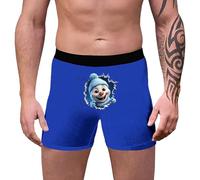 Boxer de Navidad para Hombre Impreso Alce Boxer Deportes para Hombres Dim Impresión Divertida Patrón de Navidad Ropa Interior para Hombre Moda Moda Ropa Interior Invierno Retro, azul, L