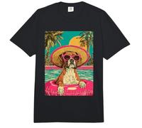 Boxer de Verano con Gafas de Sol Lindo Perro Tropical Fiesta en la Piscina Comfort Colors Adult Heavyweight T-Shirt