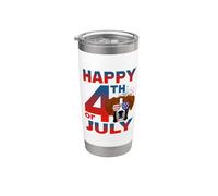 Boxer Dog American Flag Glasses Patriotic Happy 4th Of July Vaso térmico de acero inoxidable de doble pared
