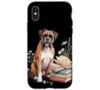 Boxer Dog Boxers Bookworm Flowers Book Reading Books Carcasa para iPhone X/XS