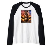 Boxer Dog on Bald Eagle - Gafas de Bandera Estadounidense de EE. UU Camiseta Manga Raglan