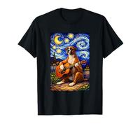 Boxer Dog Playing Guitar Whimsical Art Puppy Music Camping Camiseta