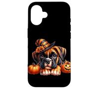 Boxer Dog Puppy In Witch Hat Halloween Pumpkins For Witches Carcasa para iPhone 16