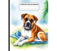 Boxer Dog Relaxing At A Camp Site Cute Pug College Ruled Composition NoteBook: Glossy Paperback Notebook: 120 Pages Size 8.5 Inches By 11 Inches