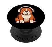 Boxer Dog Using Headphones - Funny Dog Mom Dad PopSockets PopGrip Adhesivo