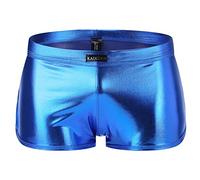 Bóxer genérico para hombre de piel lacada brillante bajo ropa para hombre, sexy erótica, calzoncillos transpirables y atractivos, ropa interior, push up corto, club Libertin Clubwear sexy, azul, S