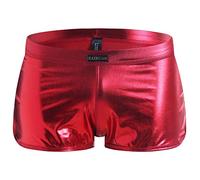 Bóxer genérico para hombre de piel lacada brillante bajo ropa para hombre, sexy erótica, calzoncillos transpirables y atractivos, ropa interior, push up corto, club Libertin Clubwear sexy, rojo, S