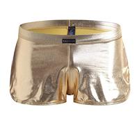 Bóxer genérico para hombre de piel lacada brillante bajo ropa para hombre, sexy erótica, calzoncillos transpirables y atractivos, ropa interior, push up corto, club Libertin Clubwear sexy, dorado, L