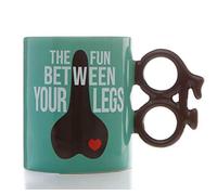 Boxer Gifts Fun Between Legs - Taza de bicicleta | Mango único en forma de ciclo | Divertido regalo de cumpleaños y Navidad secreto de Papá Noel para ciclistas, cerámica, azul, talla única