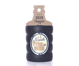 Boxer Gifts Never Tyre of Shaped Beer Bottle Cooler Sleeve Funda para Botella de Cerveza con Forma de neumático, Neopreno, Negro, tamaño único