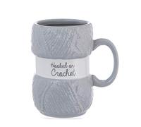 Boxer Gifts Taza con diseño de ganchillo, color gris