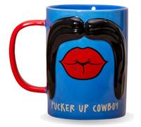 Boxer Gifts Taza de bigote de regalo de vaquero Pucker Up - Regalos de broma para hombres - Tazas divertidas para él - Divertido Papá Noel secreto