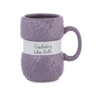 Boxer Gifts Taza de ganchillo con diseño de bolas | Detalles realistas de hilo | Divertido regalo temático de ganchillo para ella, morado, 8.2 x 8.2 x 12.5 cm, 410 gramos