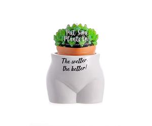 Boxer Gifts Wetter The Better - Maceta con Forma de Cuerpo, Regalo Divertido y Grosero para decoración del hogar, cerámica, Blanco, Negro, Talla única