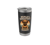 Boxer Grandpa, el mejor amante de los perros retro del mundo Vaso térmico de acero inoxidable de doble pared