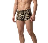 Boxer Hombre- Bañador Slip Hombre Playa Tipo BóXer De Talle Bajo con Estampado De Leopardo Básica