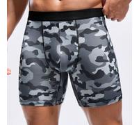 Bóxer Largo Camuflaje para Ocio y Vacaciones(Grey XL) | Tejido poliéster para suave, para cintura para baja , cuatro esquinas, ideal uso diario