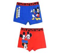 Boxer Mickey Disney - Juego de 3 bragas de ropa interior para niños, 100% algodón, en caja, rojo, 4-5 Años